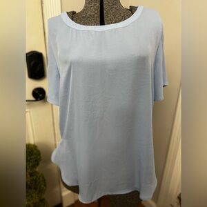 Banana Republic Periwinkle Blue Chiffon Tulip Hem Short Sleeve Blouse Large